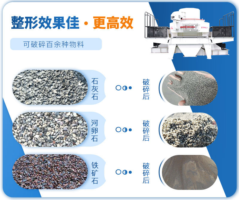 制砂機成品粒度多樣化，各種石料都不怕